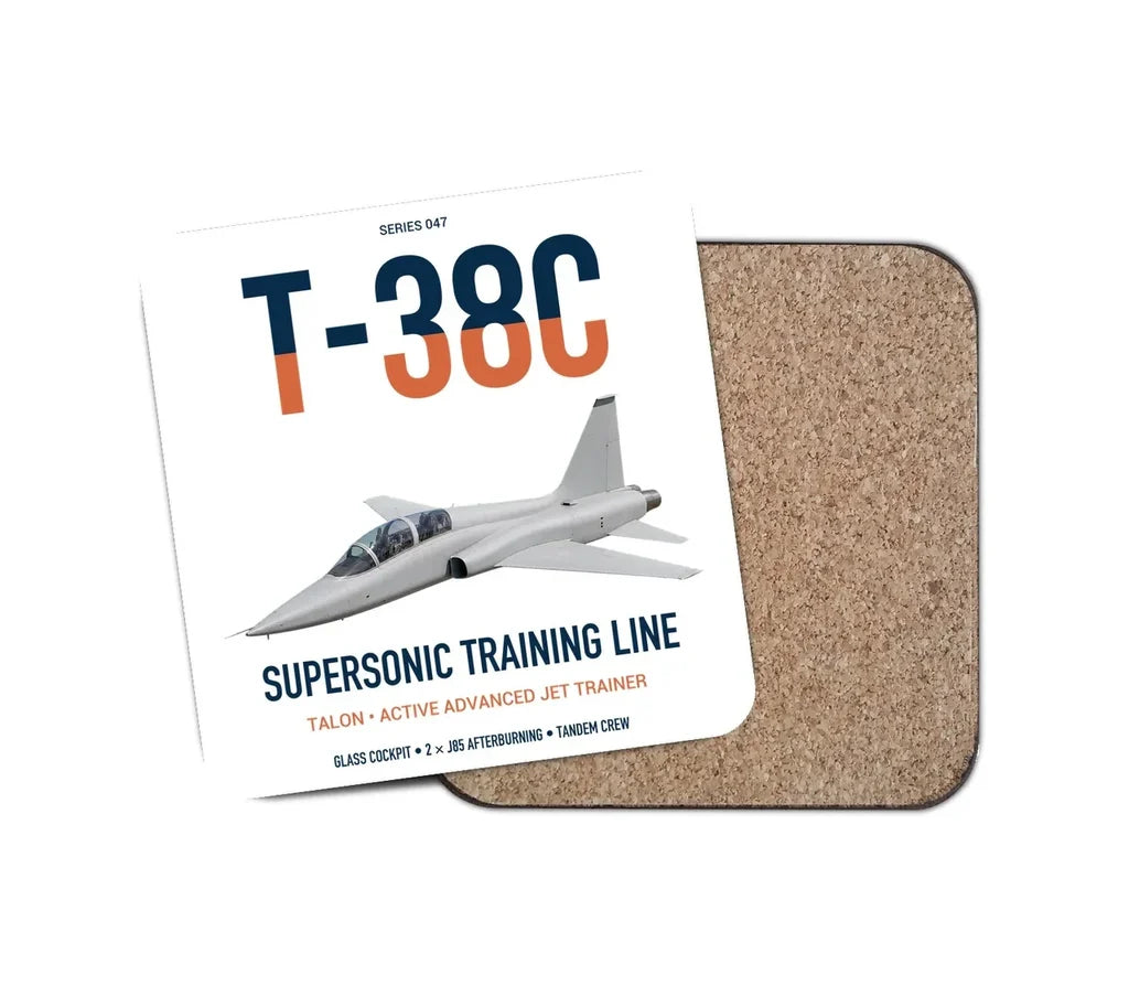 T-38C Talon design on white 1 piece coaster