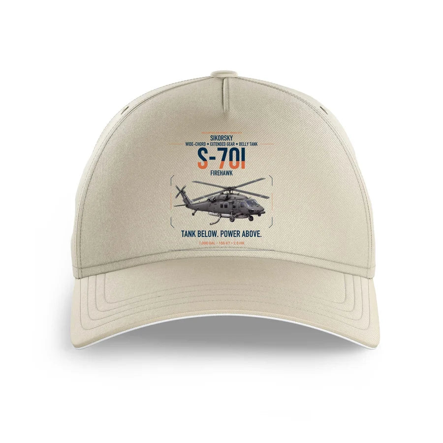 Sikorsky S-70i FIREHAWK design on beige printed hat