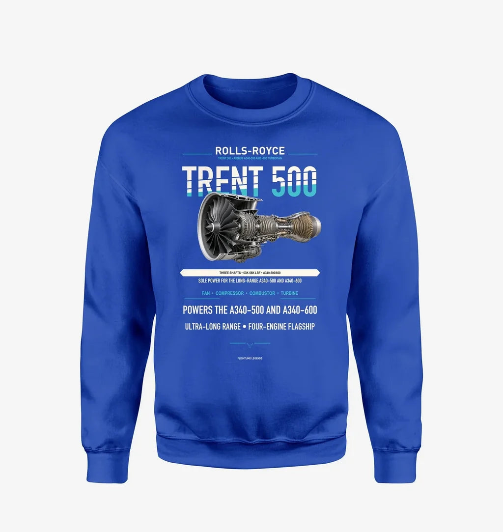 TRENT 500 design on blue sweatshirt