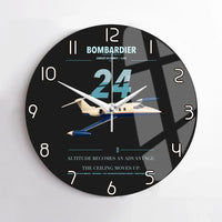 Thumbnail for Bombardier Learjet 24 design on black no frame wall clock