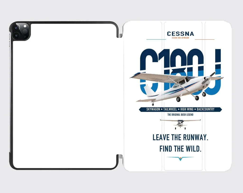 Cessna 180J Skywagon design on white ipad tablet case