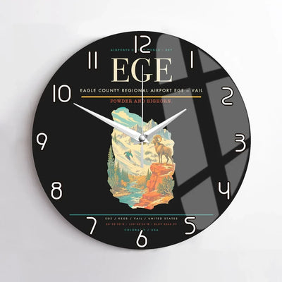 Eagle County Regional Airport (EGE) design on black no frame wall clock