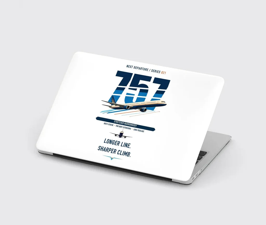 Boeing 757-300 design on white MacBook case