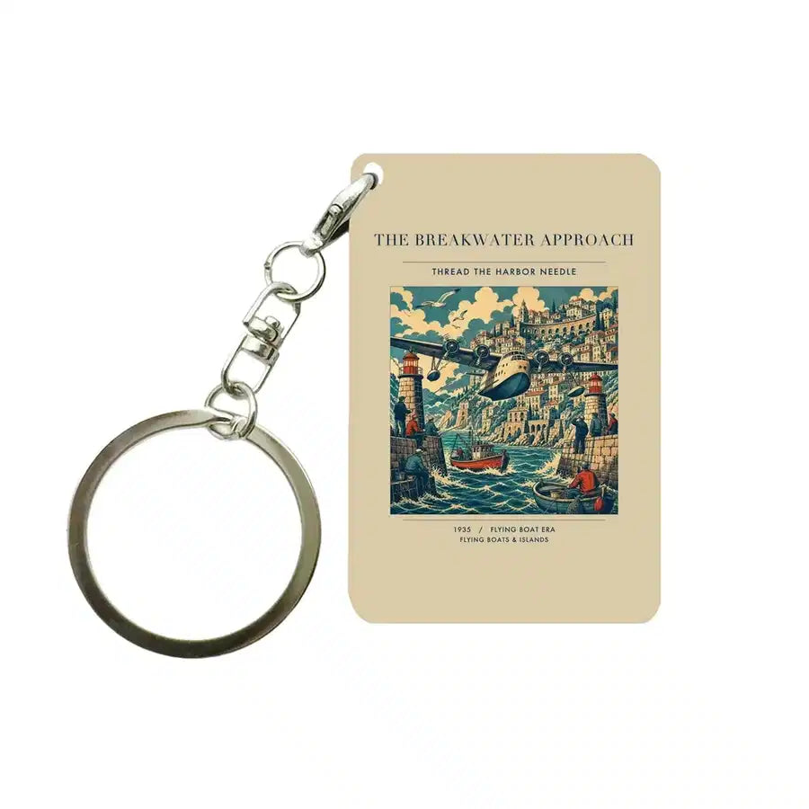 VINTAGE G4365 - The Breakwater Approach - Designed Key Chain design on beige