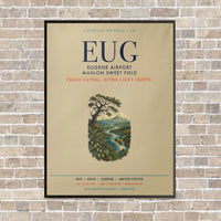 Thumbnail for Eugene Airport Mahlon Sweet Field EUG vertical canvas print - framed - beige background