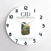 Thumbnail for The Eastern Iowa Airport Cedar Rapids (CID) design on white no frame wall clock