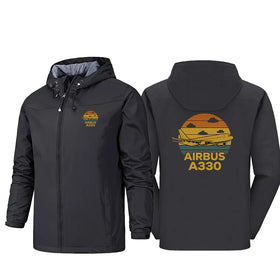 Retro Airbus A330 Rain Jackets & Windbreakers