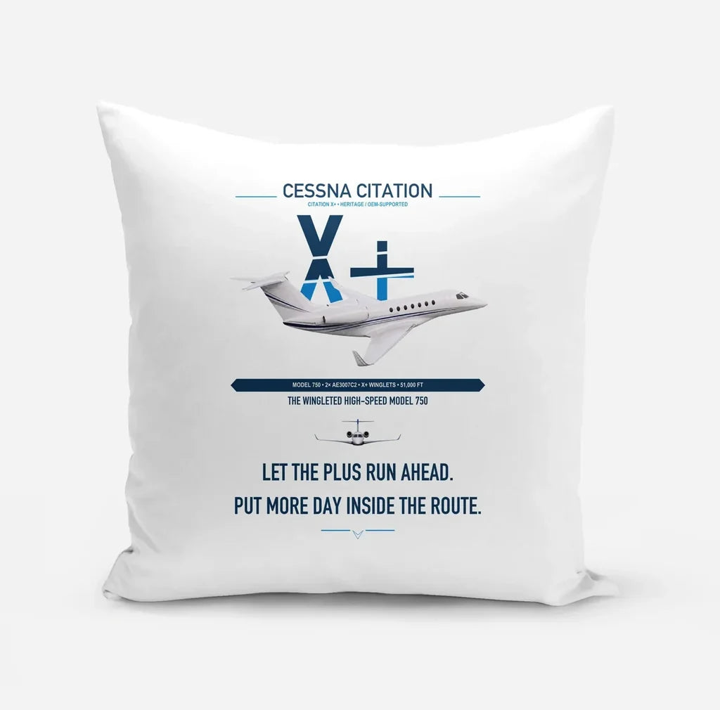 Cessna Citation X+ design on white pillow