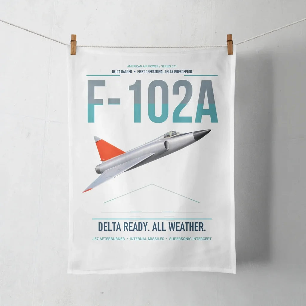 F-102A Delta Dagger design on white towel