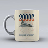Thumbnail for Dassault Mirage 2000C RDI design on beige ceramic mug, double-side print