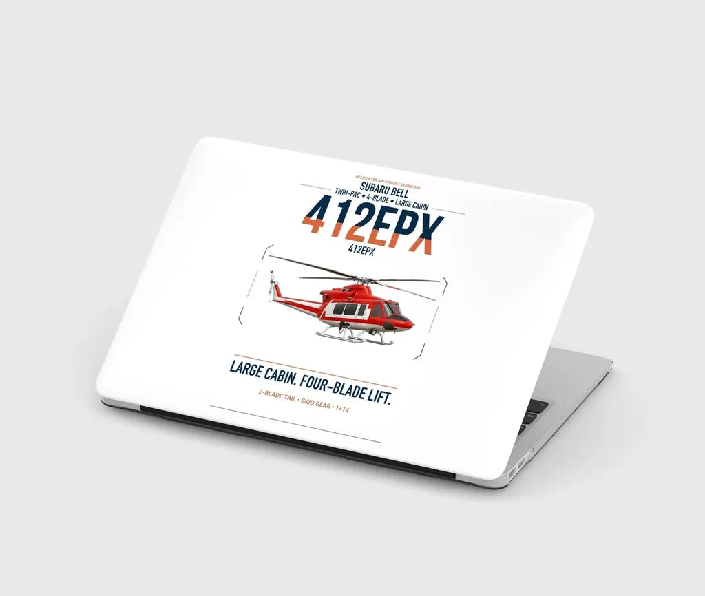 SUBARU Bell 412EPX design on white MacBook case