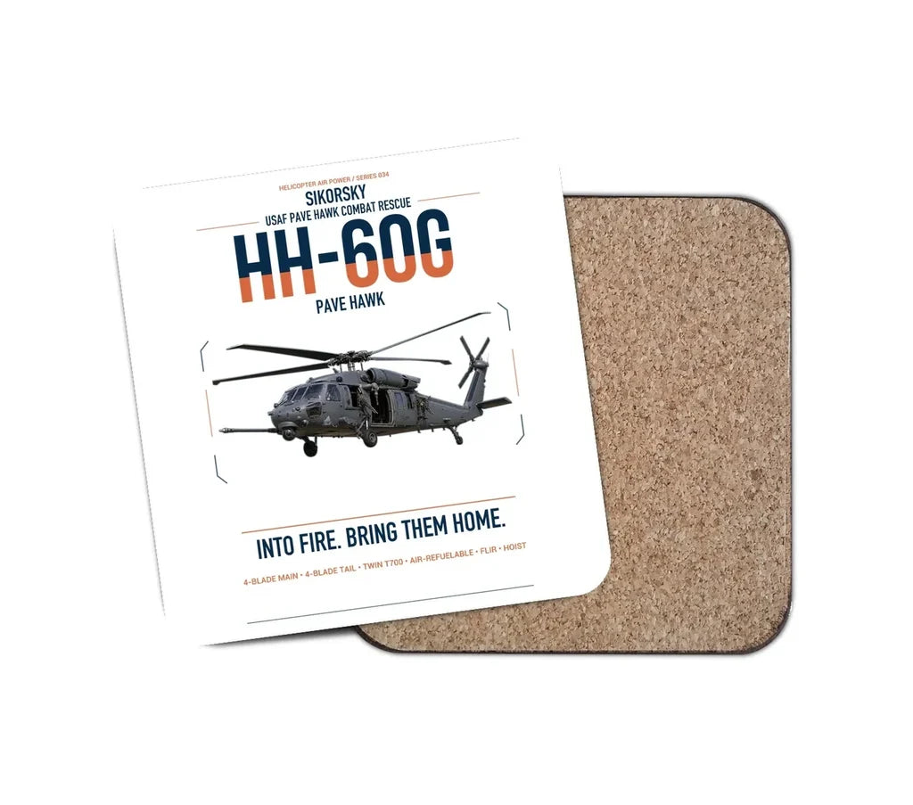 Sikorsky HH-60G Pave Hawk design on white 1 piece coaster