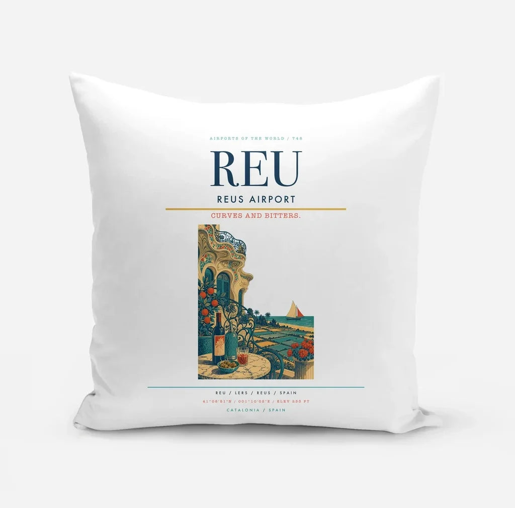 Reus Airport (REU) design on white pillow
