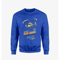 Thumbnail for Care Arrives Before The Clock Runs Out design on blue sweatshirt