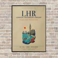 Thumbnail for London Heathrow Airport LHR vertical canvas print - framed - beige background