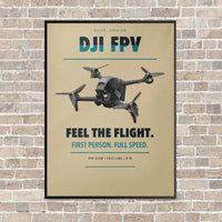Thumbnail for DJI FPV vertical canvas print - framed - beige background