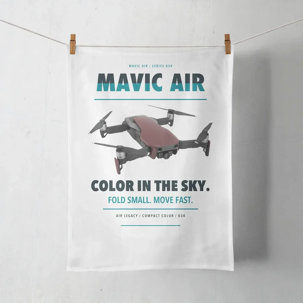 DJI Mavic Air design on white towel