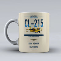 Thumbnail for Canadair CL-215 design on beige ceramic mug, double-side print