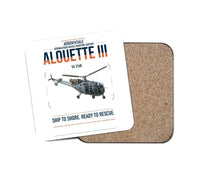 Thumbnail for Aérospatiale SA 316B Alouette III design on white 1 piece coaster
