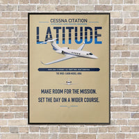 Thumbnail for Cessna Citation Latitude vertical canvas print - framed - beige background