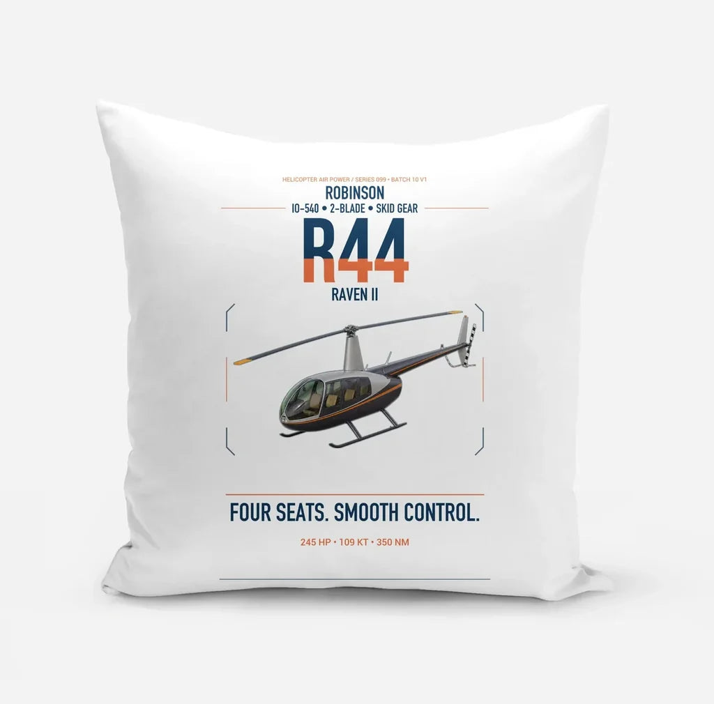 Robinson R44 Raven II design on white pillow