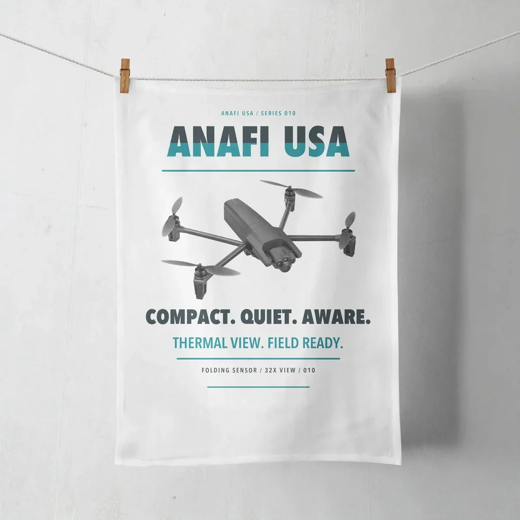 Parrot ANAFI USA design on white towel