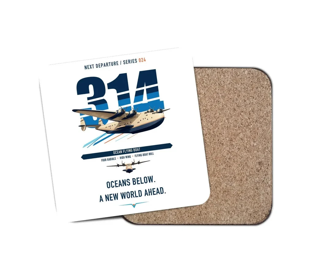Boeing 314 Clipper design on white 1 piece coaster