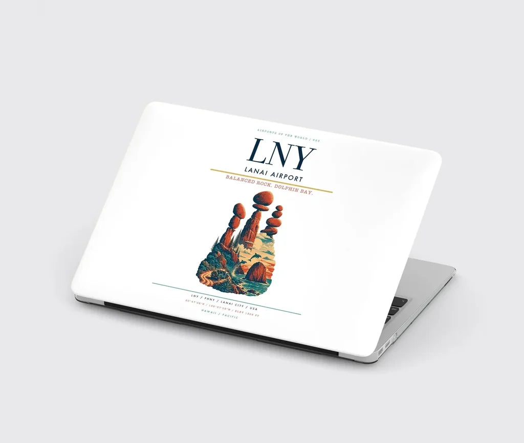 Lanai Airport (LNY) design on white MacBook case
