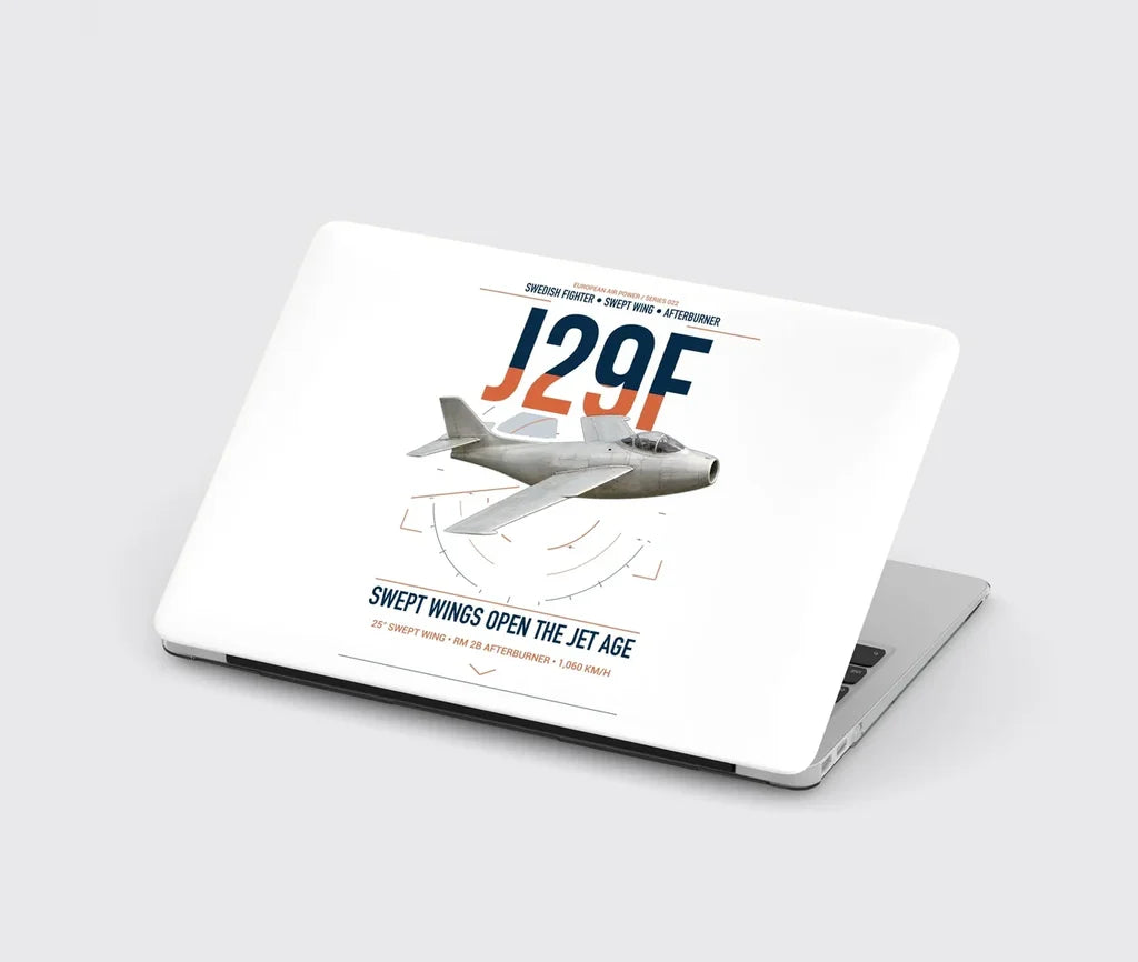 Saab J 29F Tunnan design on white MacBook case