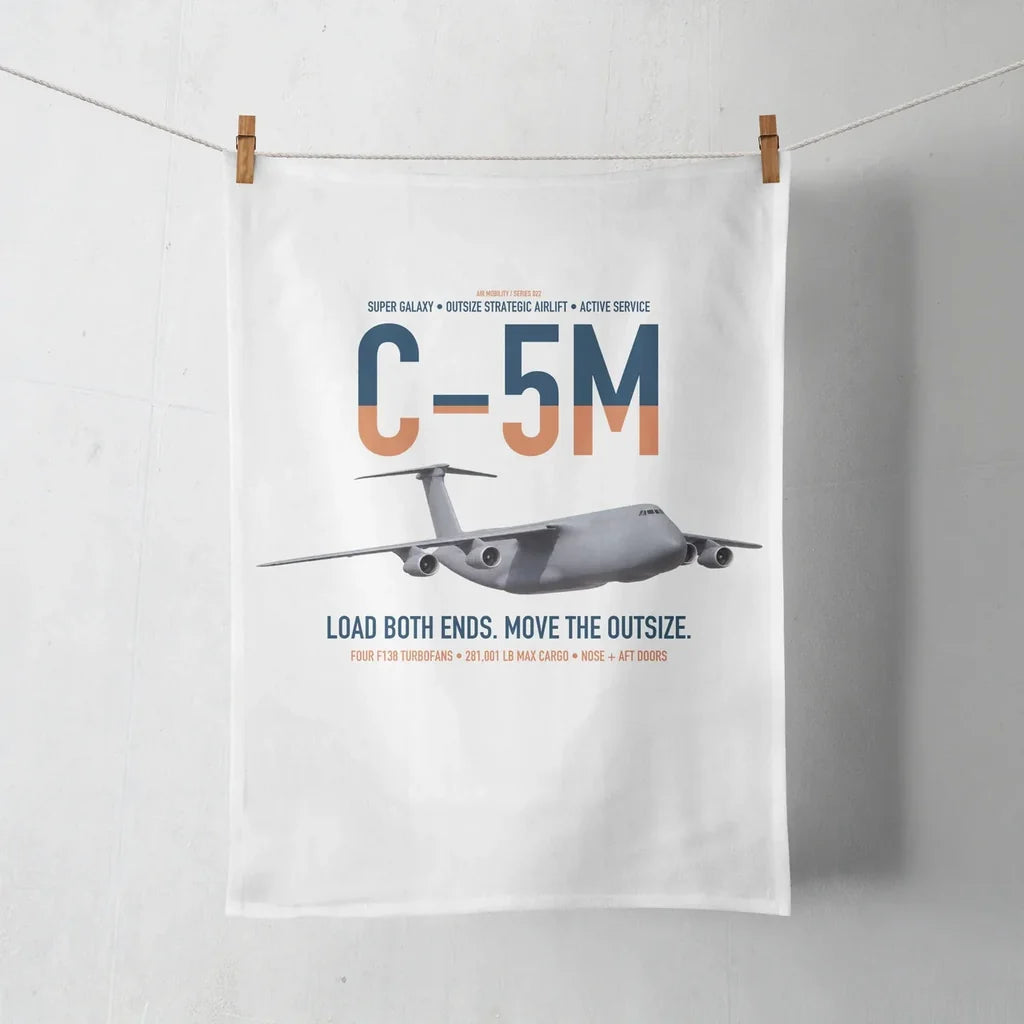 C-5M Super Galaxy design on white towel
