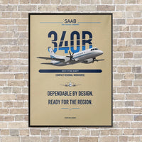 Thumbnail for Saab 340B vertical canvas print - framed - beige background