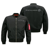 Thumbnail for Star Alliance Airlines aviation design embroidered on black bomber jacket