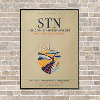 Thumbnail for London Stansted Airport STN vertical canvas print - framed - beige background