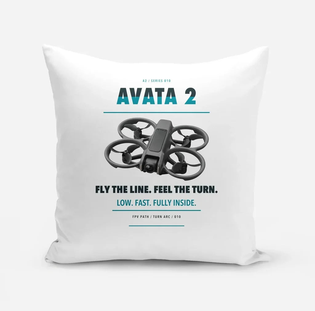 DJI Avata 2 design on white pillow
