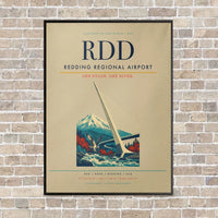 Thumbnail for Redding Regional Airport RDD vertical canvas print - framed - beige background
