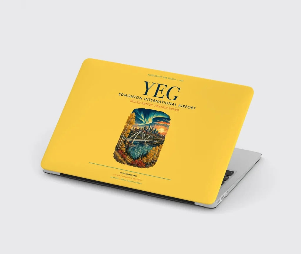 Edmonton International Airport (YEG) design on yellow MacBook case
