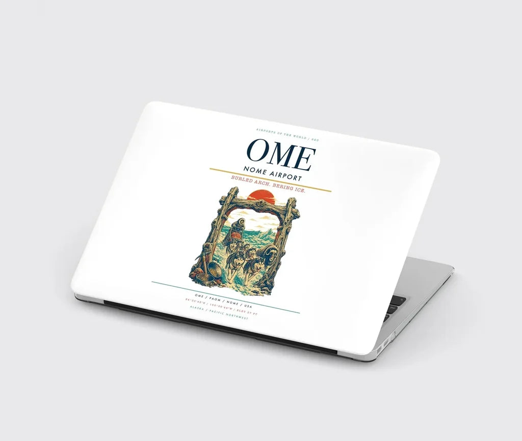 Nome Airport (OME) design on white MacBook case