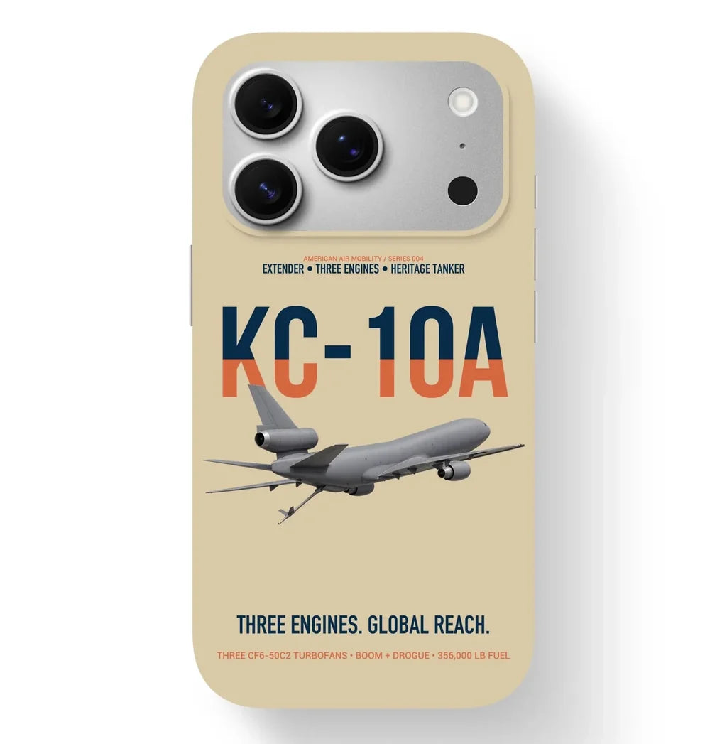 KC-10A EXTENDER design on beige magsafe iphone case, for iPhone 17 Pro