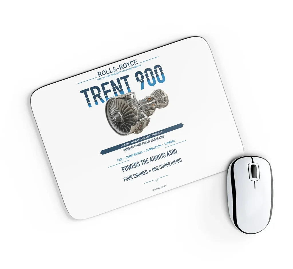 TRENT 900 design on white rectangle mouse pad