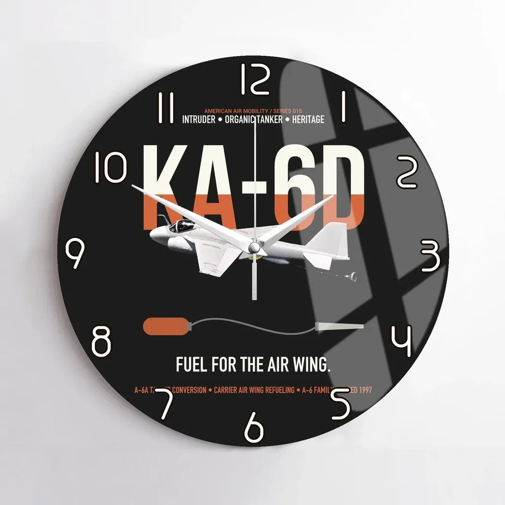 KA-6D Intruder design on black no frame wall clock