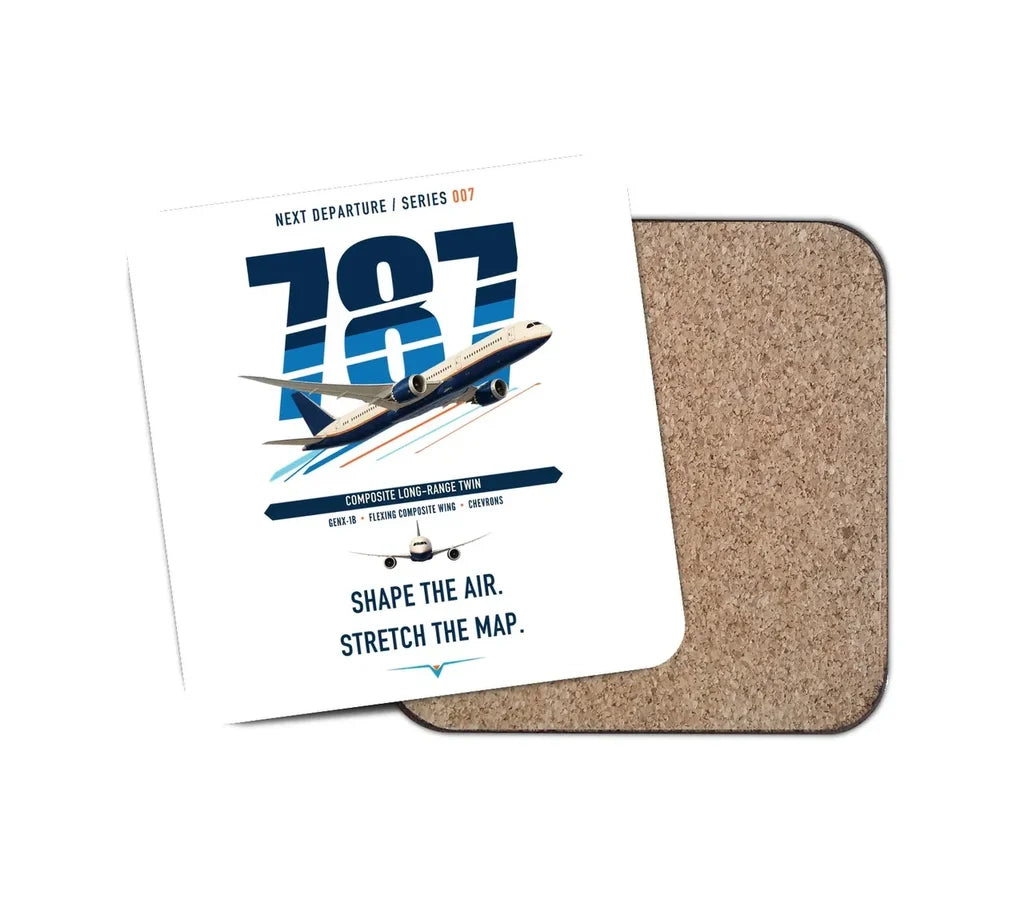 Boeing 787-9 Dreamliner design on white 1 piece coaster
