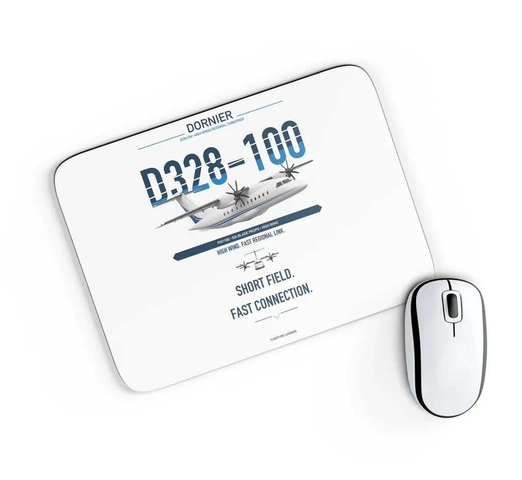Dornier D328-100 design on white rectangle mouse pad