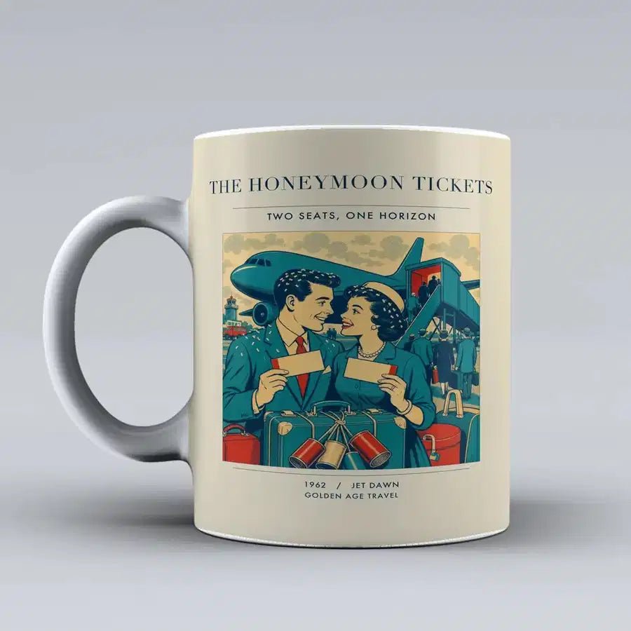 VINTAGE G4227 - The Honeymoon Tickets - Ceramic Mug design on beige