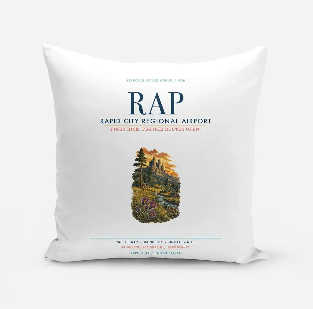 Rapid City Regional Airport (RAP) design on white pillow