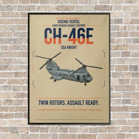 Thumbnail for Boeing Vertol CH-46E Sea Knight vertical canvas print - framed - beige background