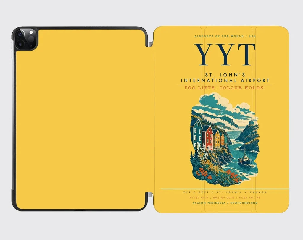 St. John's International Airport (YYT) design on yellow ipad tablet case