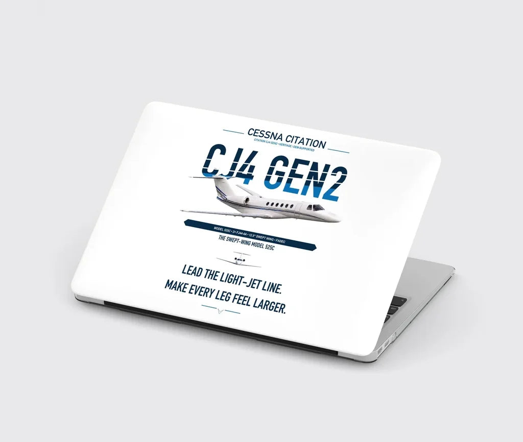 Cessna Citation CJ4 Gen2 design on white MacBook case