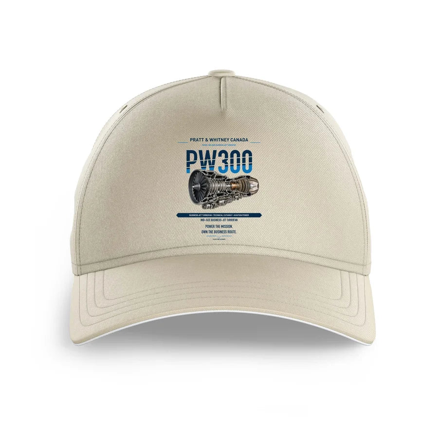 PW300 design on beige printed hat