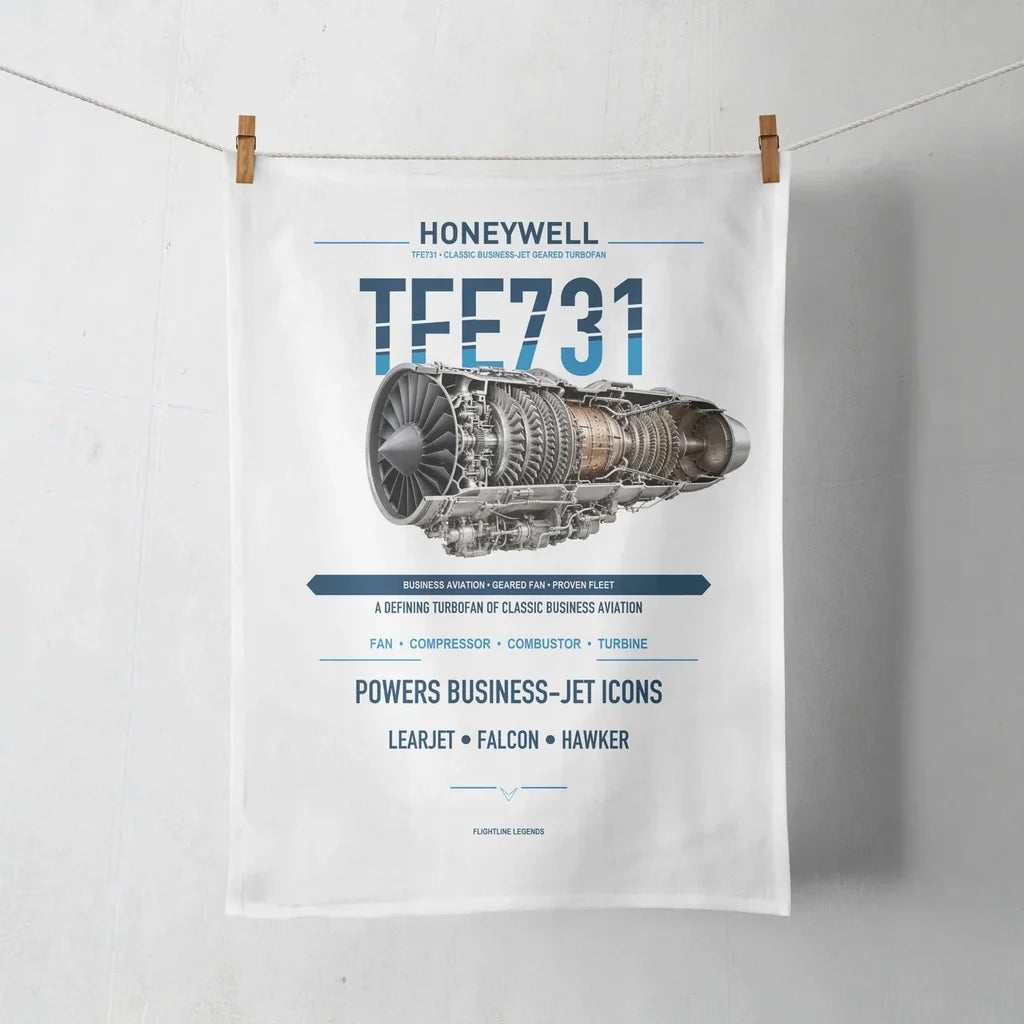 TFE731 design on white towel