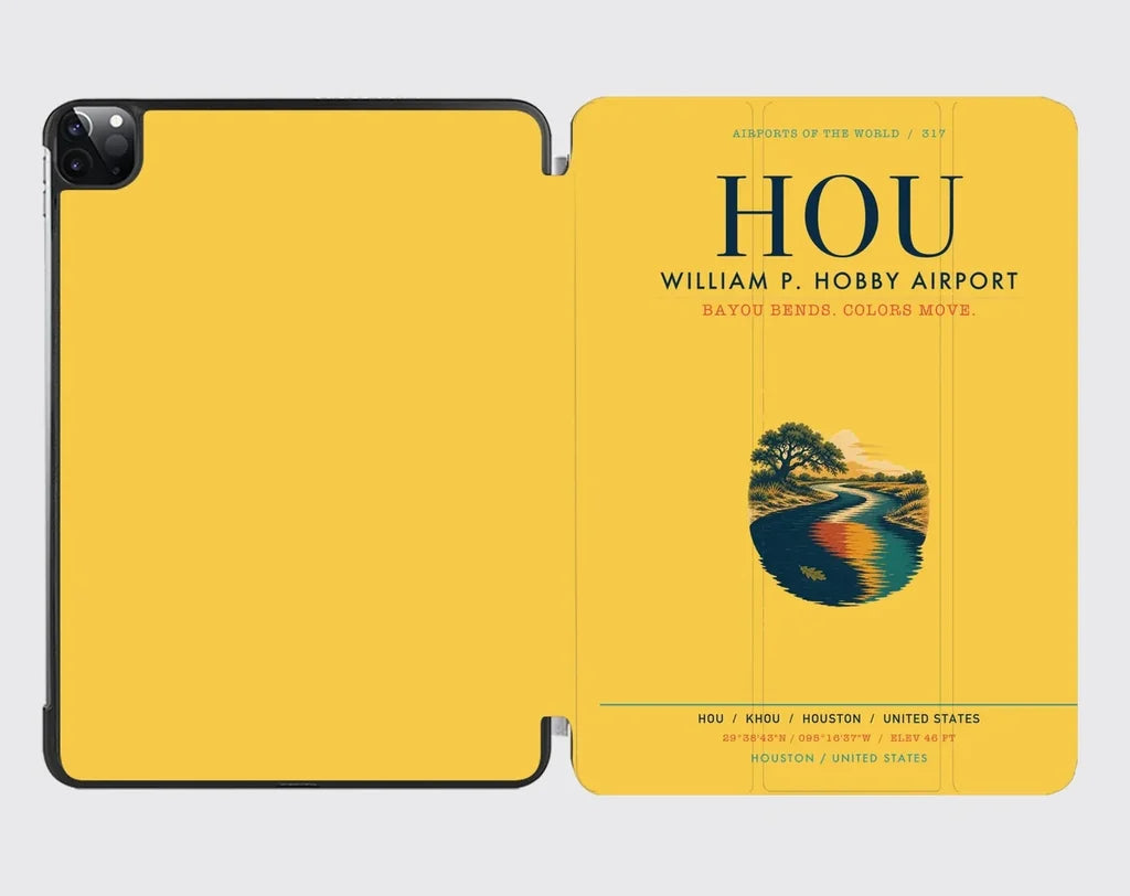 William P. Hobby Airport (HOU) design on yellow ipad tablet case